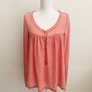 We The Free Kai Henley Waffle Knit Oversized Swing Top Size S